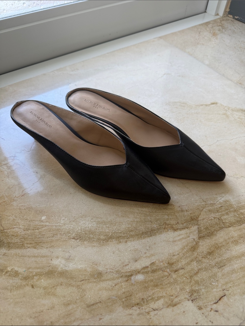 Banana Republic Factory Black Pointed-Toe Mule Heels